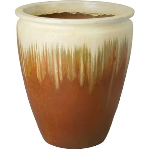 Emissary 27in Amber Stoneware Round Planter