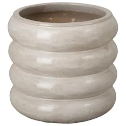 Emissary 23in Distressed White Stoneware Round Planter