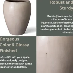 Emissary 25in Distressed White Stoneware Round Planter