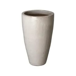 Emissary 18in Distressed White Stoneware Round Planter