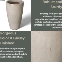 Emissary 24in Distressed White Stoneware Round Planter