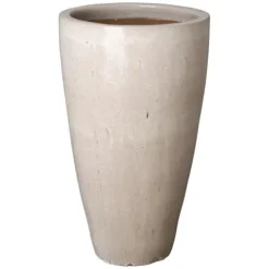 Emissary 24in Distressed White Stoneware Round Planter