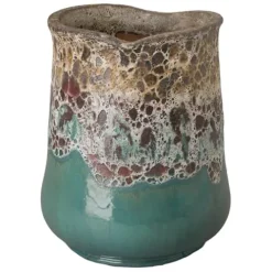 Emissary 22in H Reef Teal Stoneware Round Planter