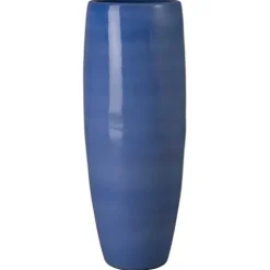 Emissary 19in. L x 47in. H Blue Stoneware Round Jar with High-fire Treatment Blue Snow