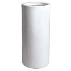 Emissary 15in. L x 36in. H White Stoneware Round Planter