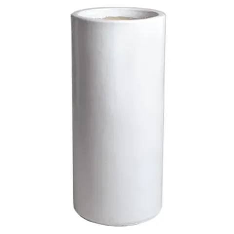 Emissary 15in. L x 36in. H White Stoneware Round Planter