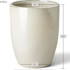 Emissary 19in Pearl White Stoneware Round Planter