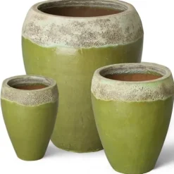 Emissary 22in Round Stoneware Planter Reef/Lime