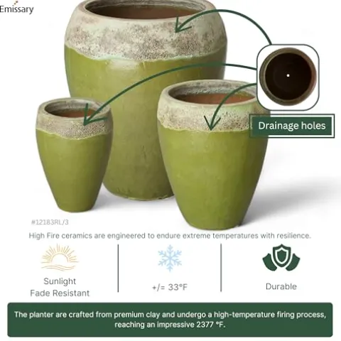 Emissary 22in Round Stoneware Planter Reef/Lime