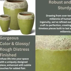 Emissary 22in Round Stoneware Planter Reef/Lime