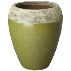 Emissary 22in Round Stoneware Planter Reef/Lime
