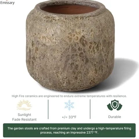 Emissary 23.5in Round Stoneware Planter Reef Green