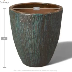 Emissary 21in Teal Stoneware Round Planter