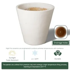 Emissary 26in White Stoneware Round Planter