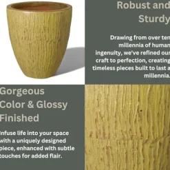 Emissary 26in Yellow Stoneware Round Planter