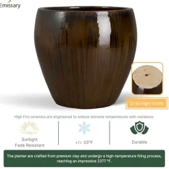 Emissary Java Stoneware Round Planter 24in. L x 23.5in. H