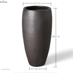 Emissary Matte Black Stoneware Round Jar 19in. L x 38.5in. H