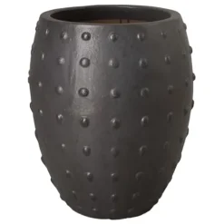 Emissary Matte Black Stoneware Round Planter 20in. L x 26in. H