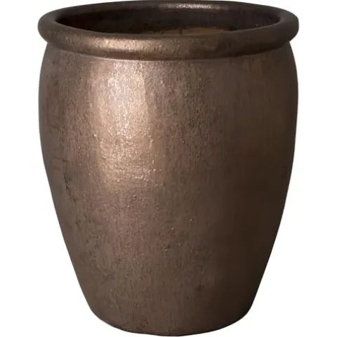 Emissary Metallic Stoneware Round Planter 29in. L x 33in. H