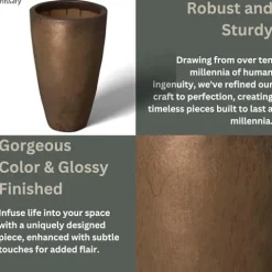 Emissary Metallic Stoneware Round Planter 24in. L x 40in. H