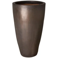 Emissary Metallic Stoneware Round Planter 24in. L x 40in. H