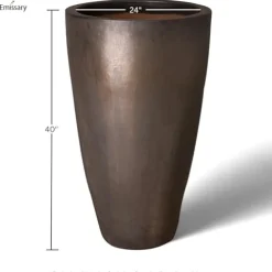 Emissary Metallic Stoneware Round Planter 24in. L x 40in. H