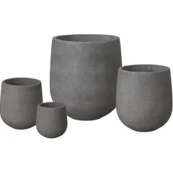 Emissary Opus Gray Terrazzo Round Planters Set of 4