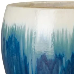 Emissary Set of 4 Blue Snow Round Stoneware Planters (13in, 16in, 19in, 23.5in)