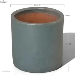 Emissary Soft Blue Stoneware Round Planter 17.5in L x 17in H