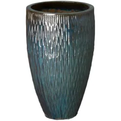 Emissary Teal Stoneware Round Planter 21in L x 35in H