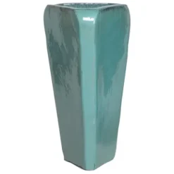 Emissary Teal Stoneware Triangle Planter 20in. L x 36in. H