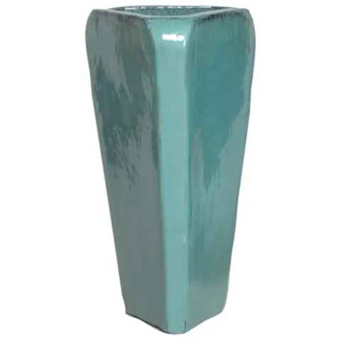Emissary Teal Stoneware Triangle Planter 20in. L x 36in. H