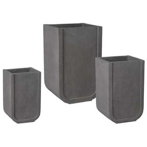 Emissary Terrazzo Square Planters Set of 3 20in x 18in x 32in Terrazzo Gray