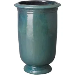 Emissary Turquoise Stoneware Round Planter 20.5in L x 31.5in H