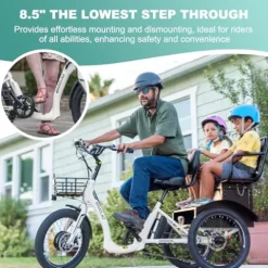 EMOJO Bull 8.5″ Low Step Through Electric Tricycle 500W 7-Speed Ivory