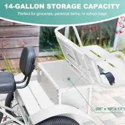 EMOJO Bull 8.5″ Low Step Through Electric Tricycle 500W 7-Speed Ivory