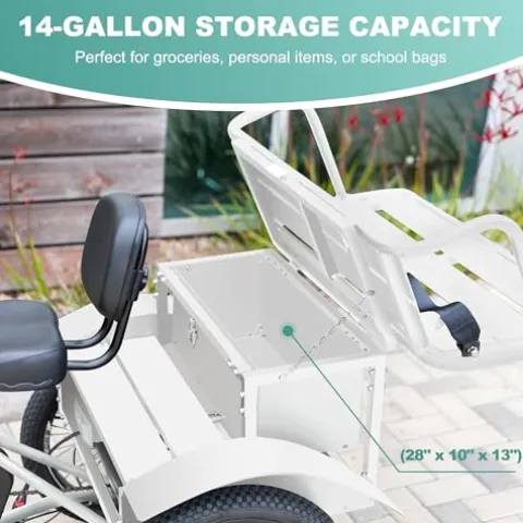 EMOJO Bull 8.5″ Low Step Through Electric Tricycle 500W 7-Speed Ivory