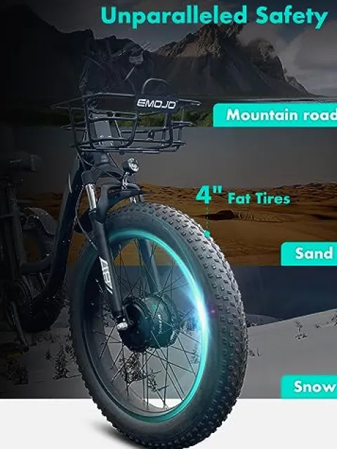 EMOJO Caddy Pro Fat Tire Electric Tricycle Hydraulic Disk Brakes Ebike Trike 7 Speed Pedal Assist 3 Wheel Electric Bike 48V 15.6Ah Battery LCD Display Apple Red