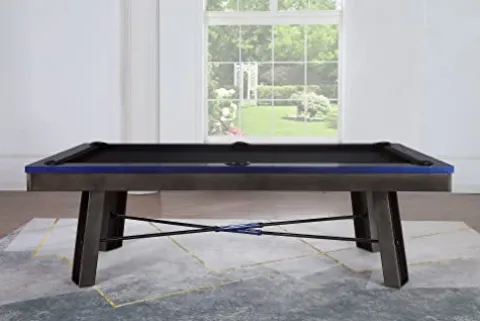Empire USA Plank & Hide – Maddox Billiard Pool Table Gunmetal Grey w/ Electric Blue