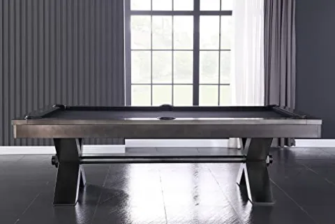 Empire USA Plank & Hide – Vox Billiard Pool Table Charcoal Powder Coat with Electric Blue