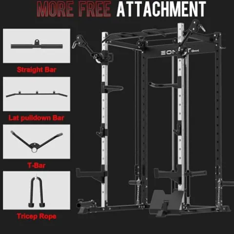 EonfitOmni Power Cage 1200 LBS Multi-Functional Home Gym Rack with Cable Crossover System