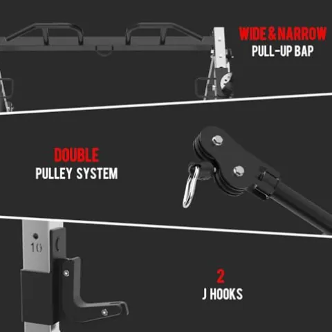 EonfitOmni Power Cage 1200 LBS Multi-Functional Home Gym Rack with Cable Crossover System