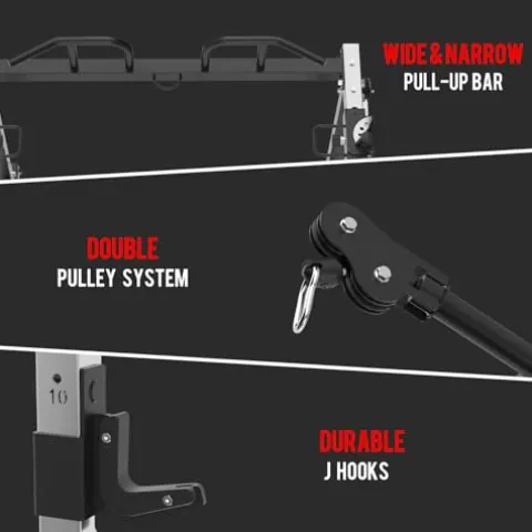 EonfitOmni Power Cage 1200 LBS Multi-Functional Home Gym Rack with Adjustable Cable Crossover