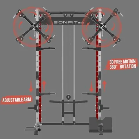 EonfitOmni Power Cage 1200 LBS Multi-Functional Home Gym Rack with Adjustable Cable Crossover
