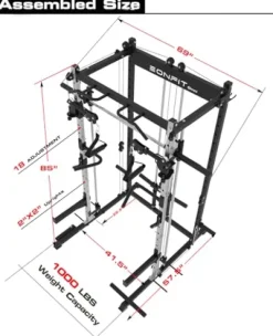 EonfitOmni Power Rack Smith Machine for Home Gym System Black