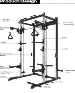 EonfitOmni Power Rack Smith Machine for Home Gym System Black