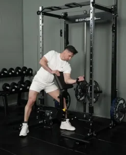 EonfitOmni Power Rack Smith Machine with Cable Crossover Red (with Pad Support)