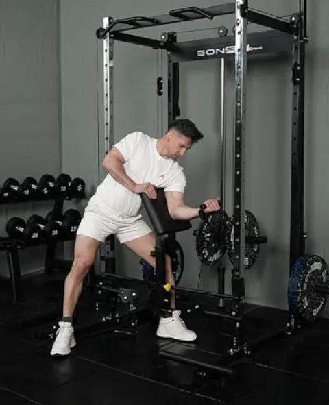 EonfitOmni Power Rack Smith Machine with Cable Crossover Red (with Pad Support)