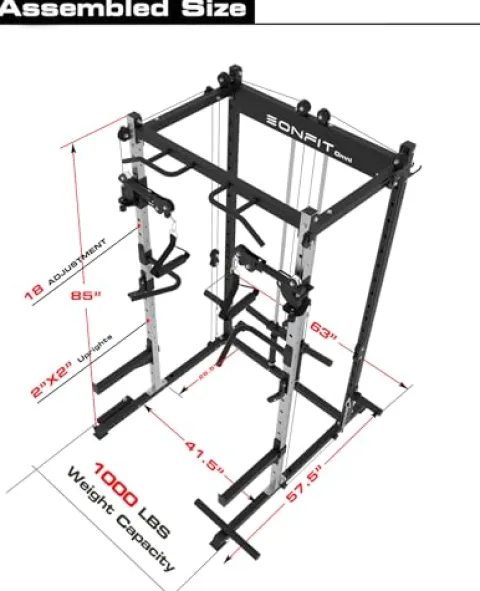 EonfitOmni Power Rack with Pulley System Home Gym Pack Black