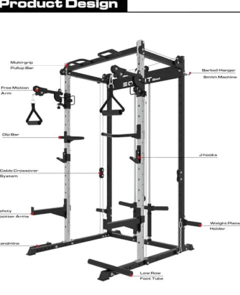 EonfitOmni Power Rack with Pulley System Home Gym Pack Black